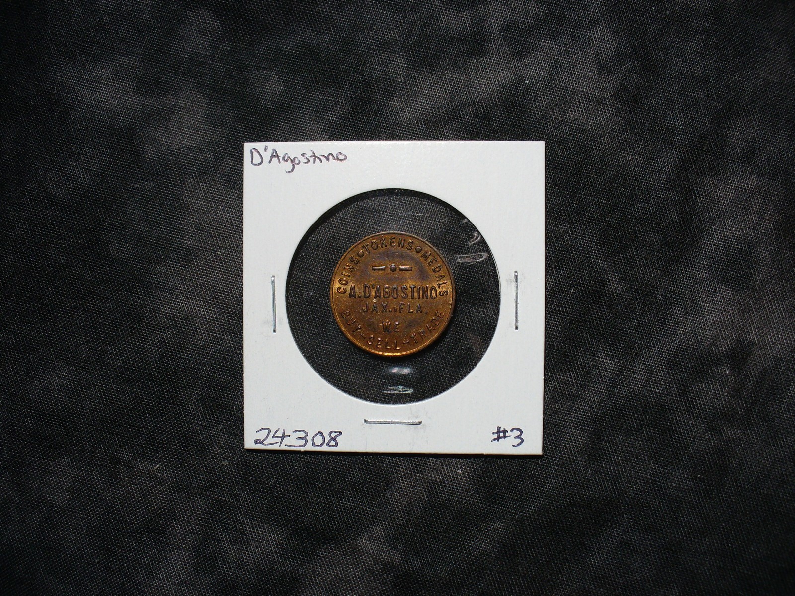 A. D'Agostino Personal Coin Advertising Indian Head Copper Token