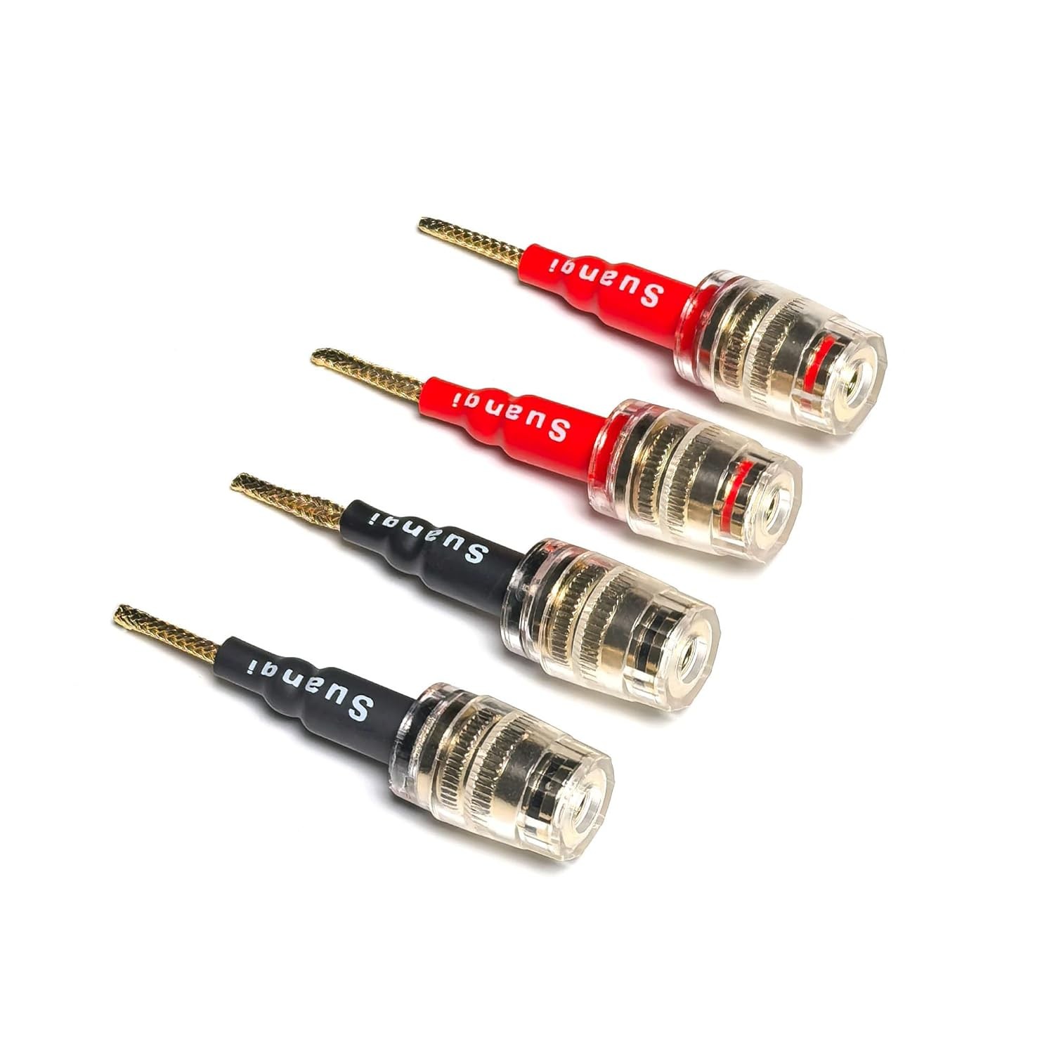 Suanqi Flex Pin Banana Plugs to 4mm Female Banana Jack Speaker Audio Adapter for