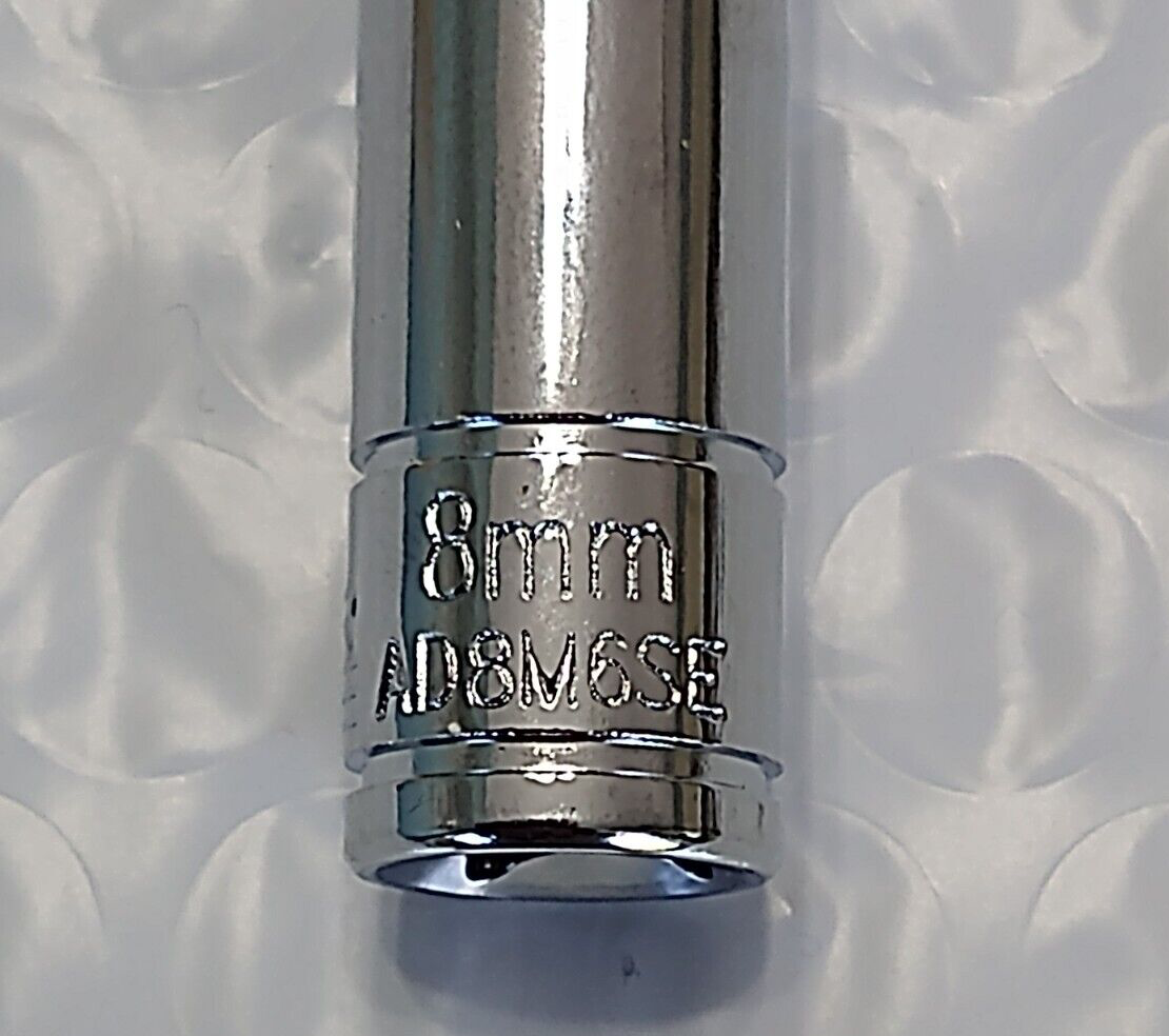 MATCO TOOLS "SILVER EAGLE" AD8M6SE, 1/4" DRIVE, 8MM. SOCKET, DEEP, 6 POINT.