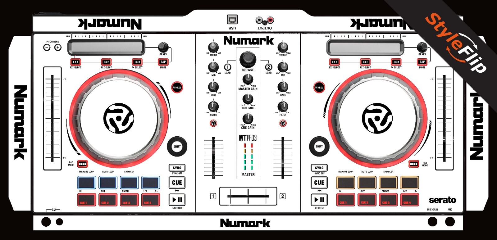 Numark Mixtrack Pro 3 | White | Protective Decal | StyleFlip Skins