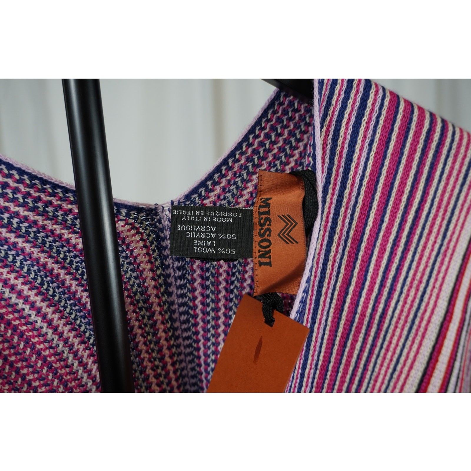 Missoni Multicolor Stripe Knit Poncho Cape Shawl Fringe Wool Blend NWT $425