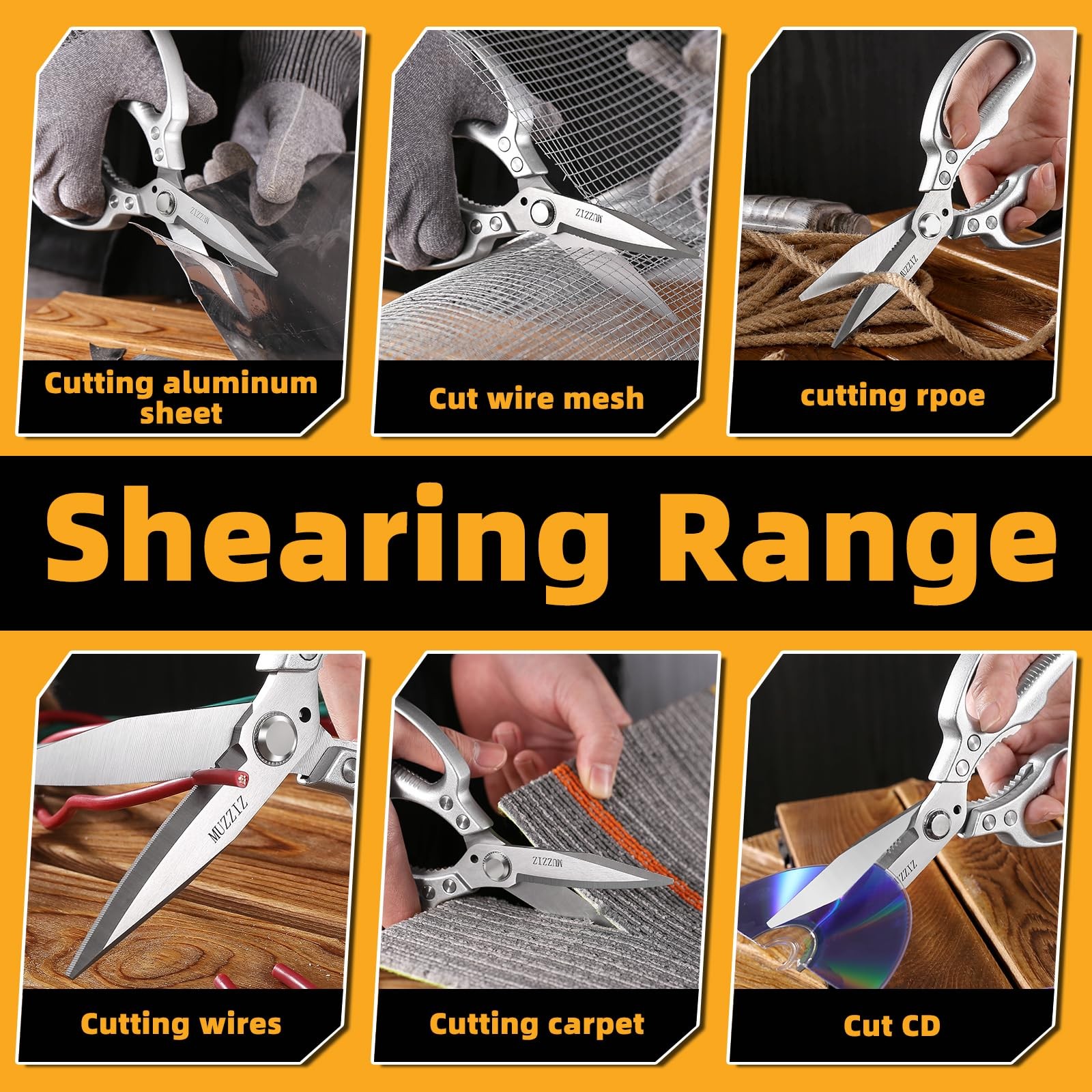 Heavy Duty Multipurpose Scissors - Cut Cardboard, Fabric, Leather, Carpet