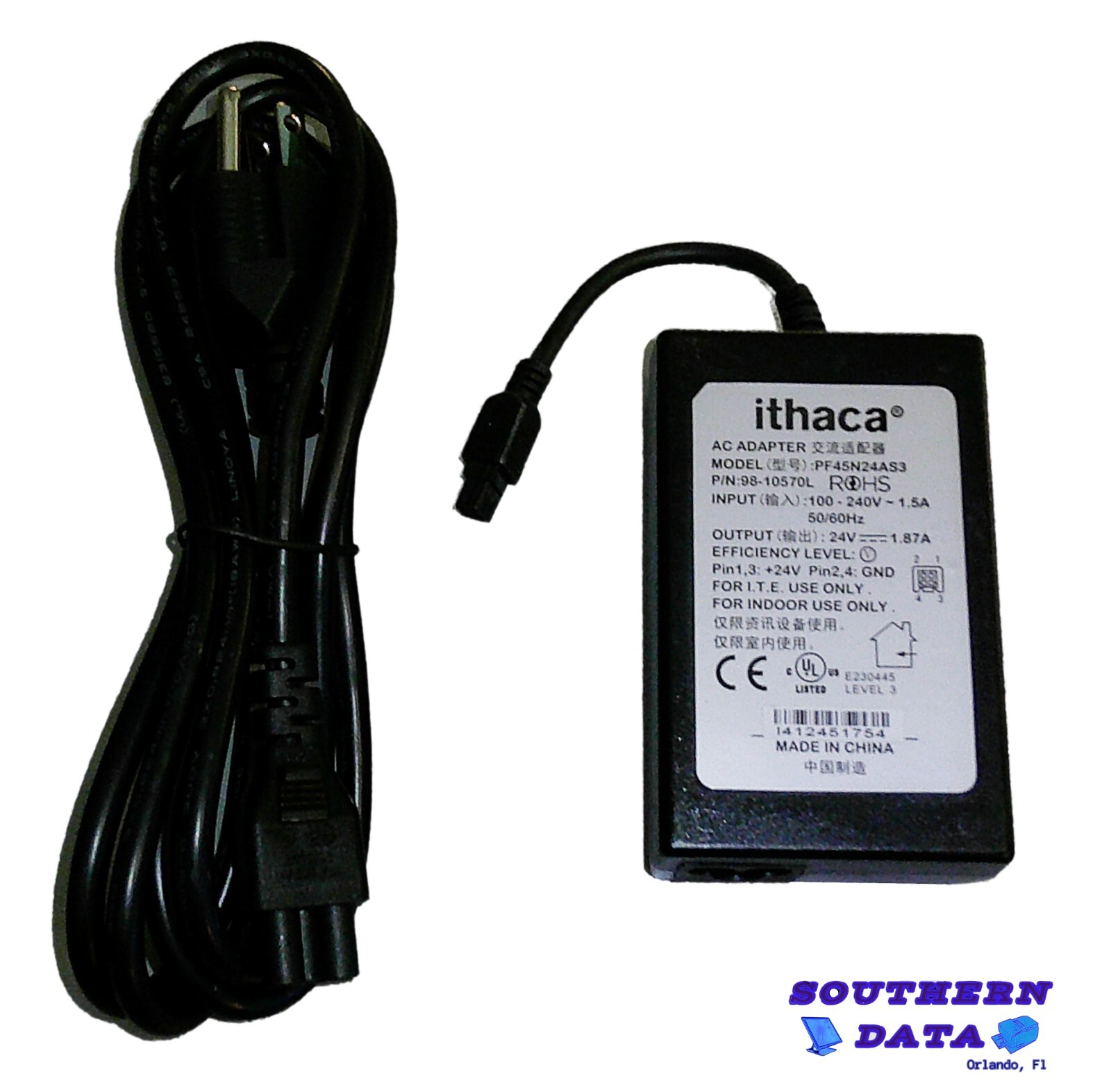 ithaca AC Adapter Input 100-240V ~1.5A - Output 24v 1.87A PF45N24AS3