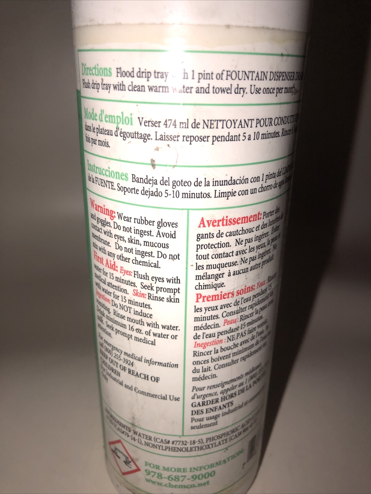 5 Chemco Soda Fountain Machine Drain Cleaner 5 pack (16oz) bottles