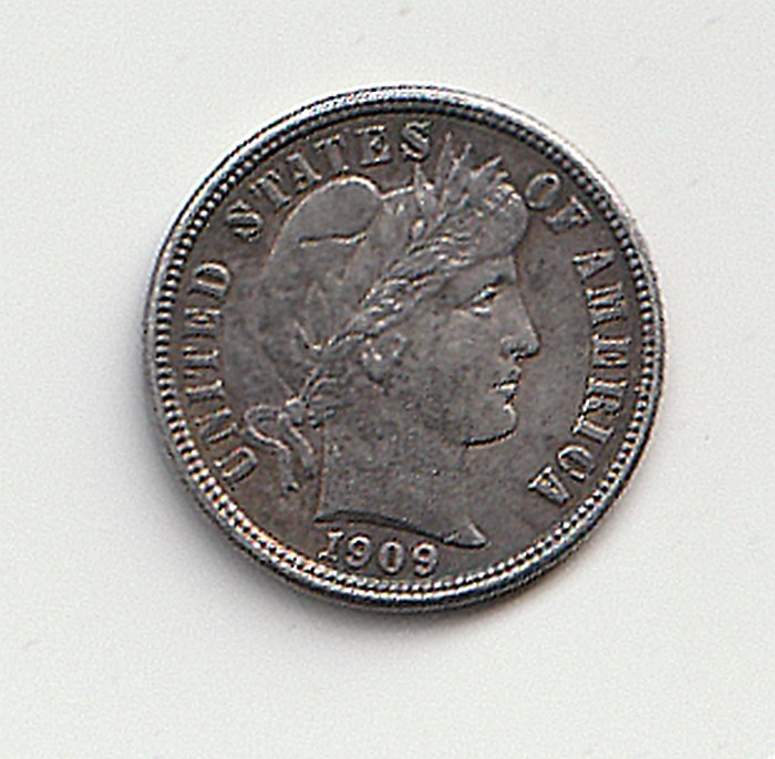 1909 Barber Silver  Dime 10C Cents  Silver Very Nice