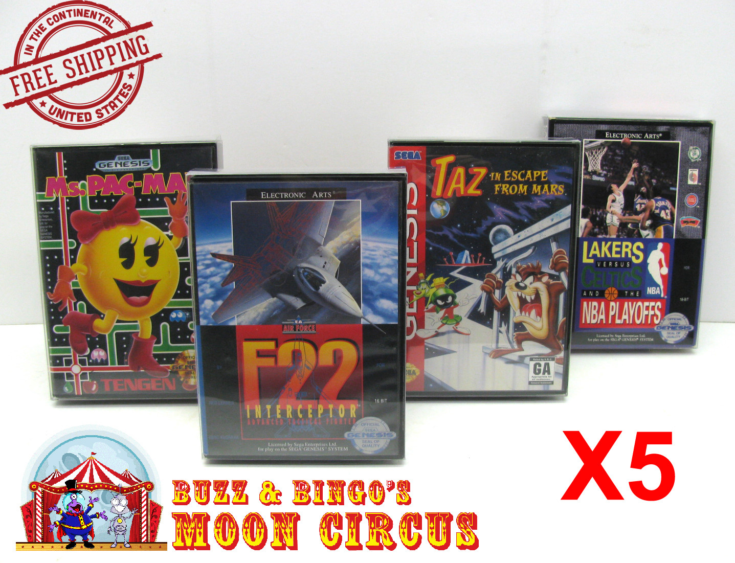 5x SEGA GENESIS CIB GAME - CLEAR PLASTIC PROTECTIVE BOX PROTECTOR SLEEVE CASE