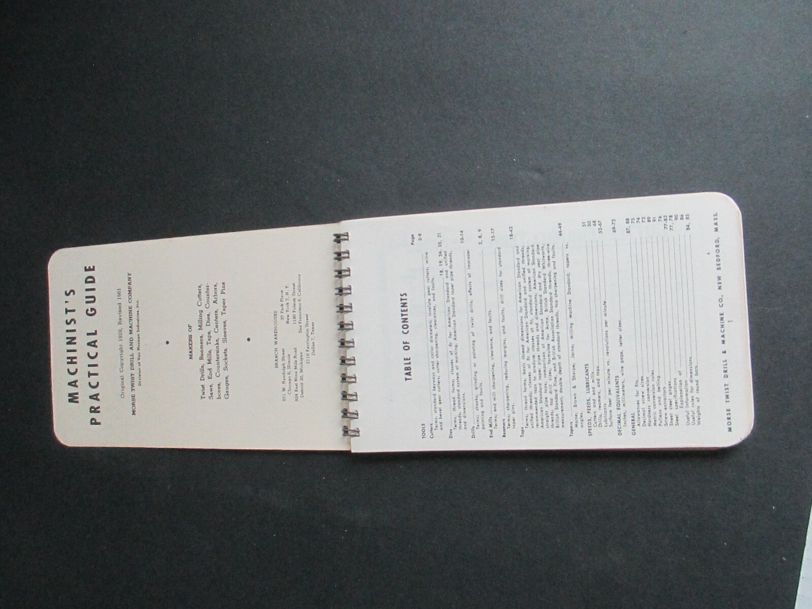 Vintage MORSE Machinist's Practical Guide 1961 Machine B63