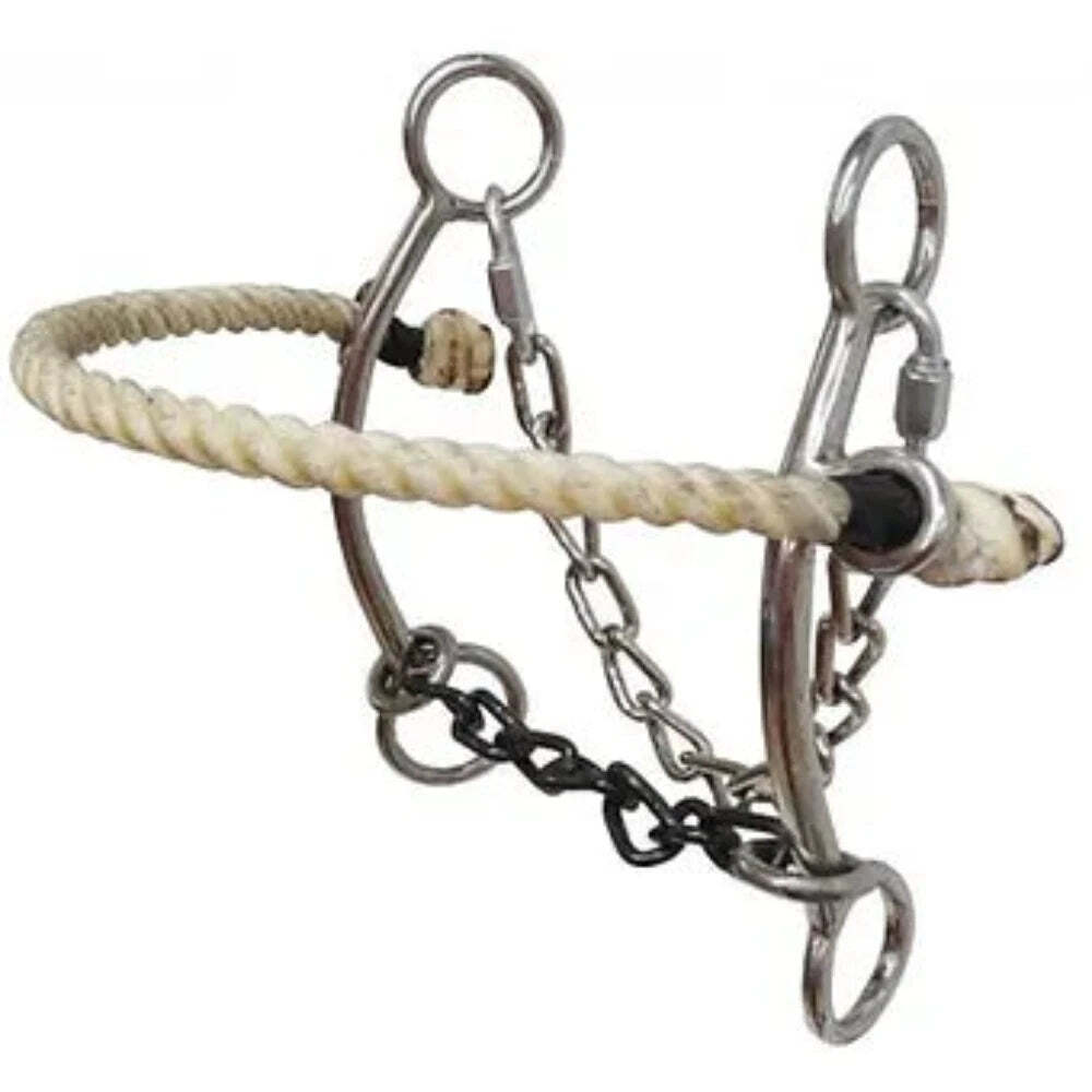 Stainless steel COMBO HACKAMORE w/ 5" Sweet Iron Sliding Chain Mouth 7" Cheeks