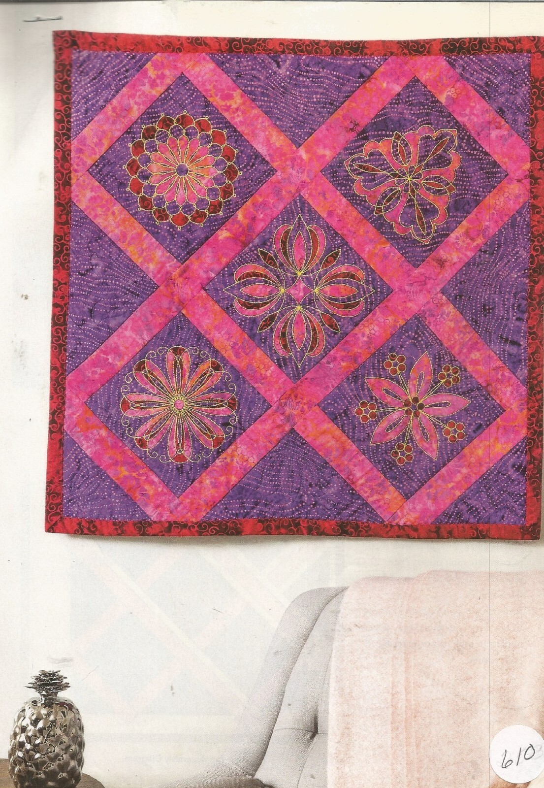 E0343  REVERSE APPLIQUE WALLHANGING QUILT PATTERN/INSTRUCTIONS