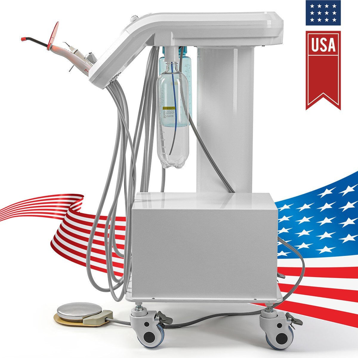 Portable Dental Delivery Unit Syringe Suction Turbine With Air Compressor UPS