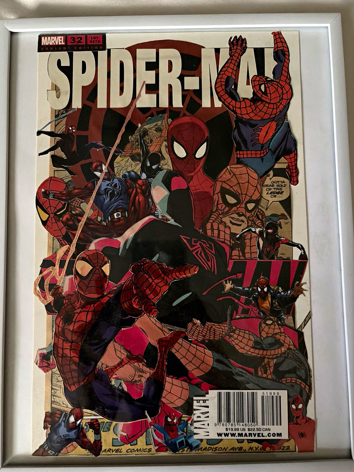 Spider-Man mixed media collage original artwork, from original comics