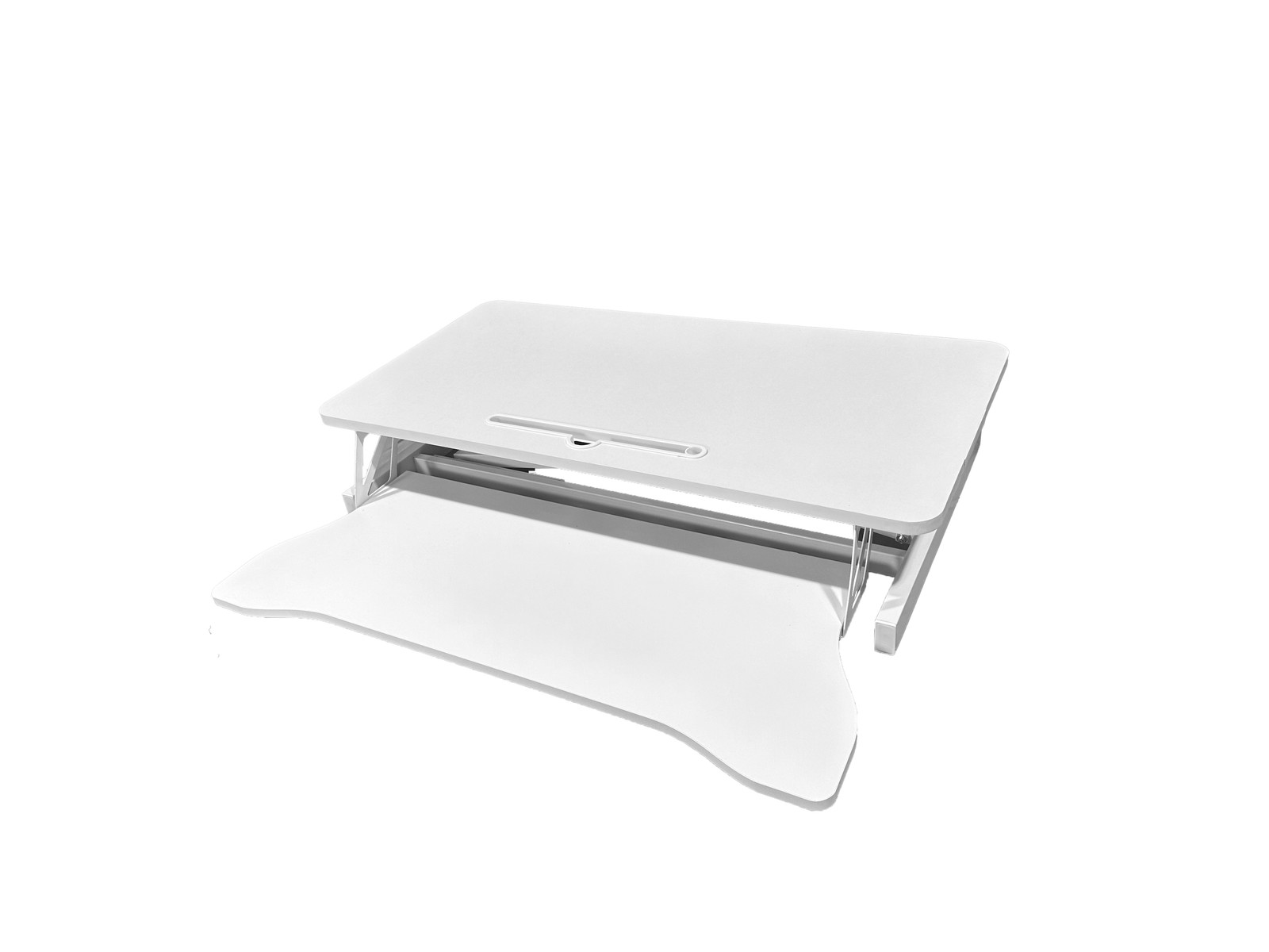 32 Inch Height Adjustable Computer Desk w/ Wide Keyboard Tray, WHITE