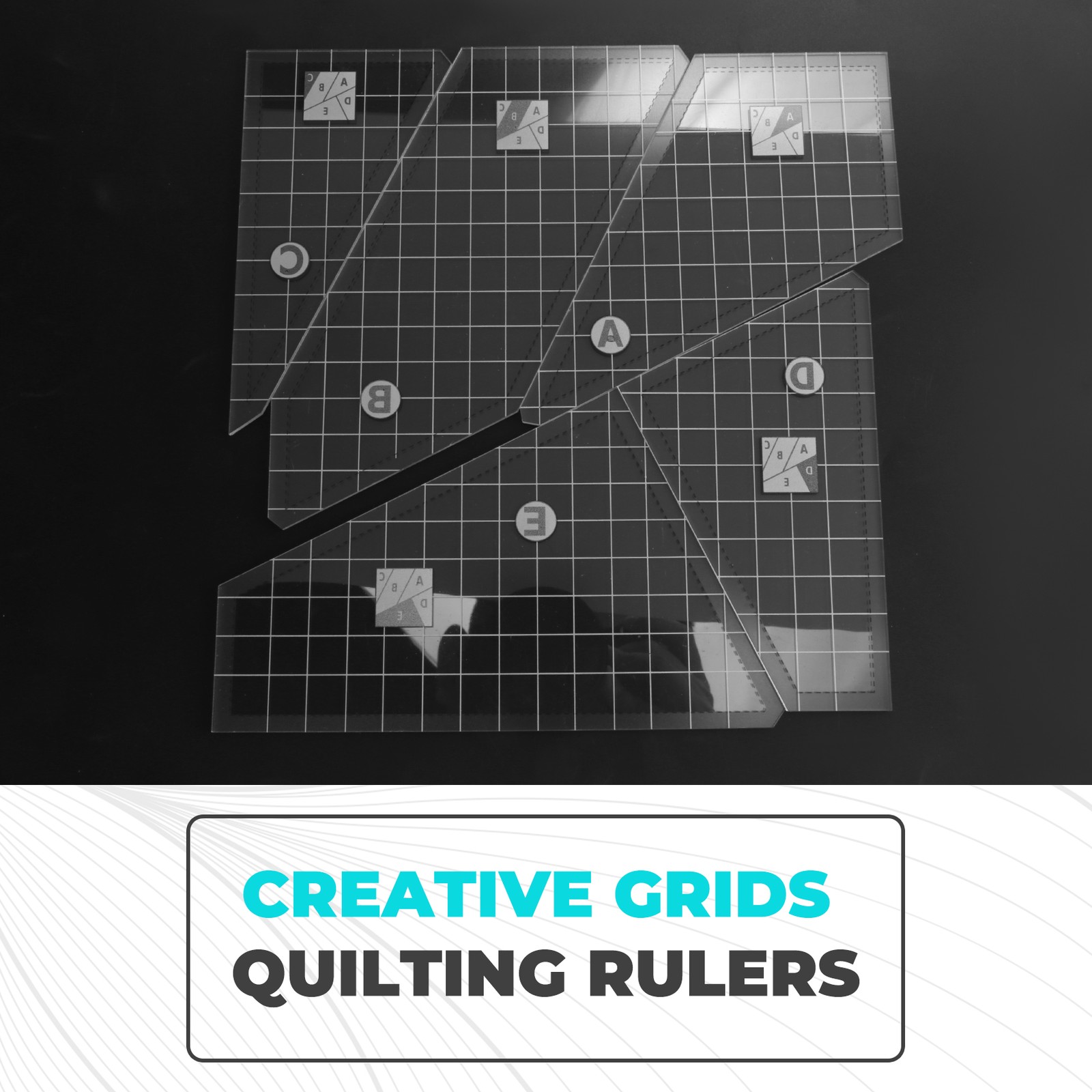 5Pcs Quilting Cutting Template Grids Crazier Eights Template Quilt Ruler7627
