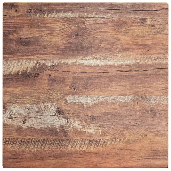 36'' Square All-Weather Restaurant Table Top w/ Textured Yukon Oak Laminate Top