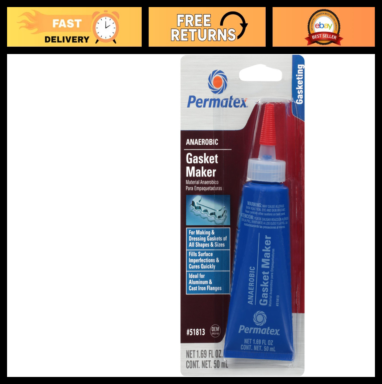 Anaerobic Gasket Maker 50ml Tube - High-Performance Red Sealant for Auto Repairs