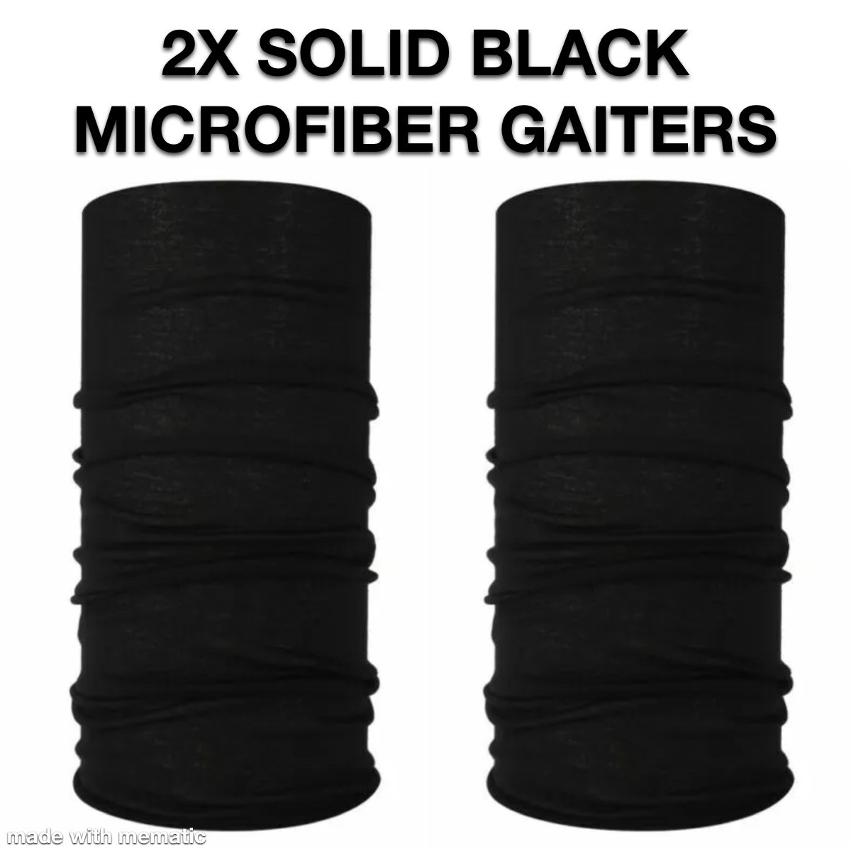 2 PCS Black Neck Gaiter Tube Motley Scarf Balaclava Tubular Bandana Head Wrap