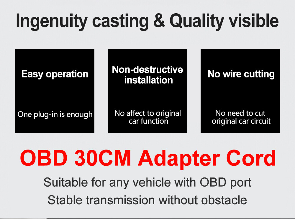 OBD2 Extension 16Pin Cable OBD ll Male to Female Diagnostic Scanner Adapter 30cm