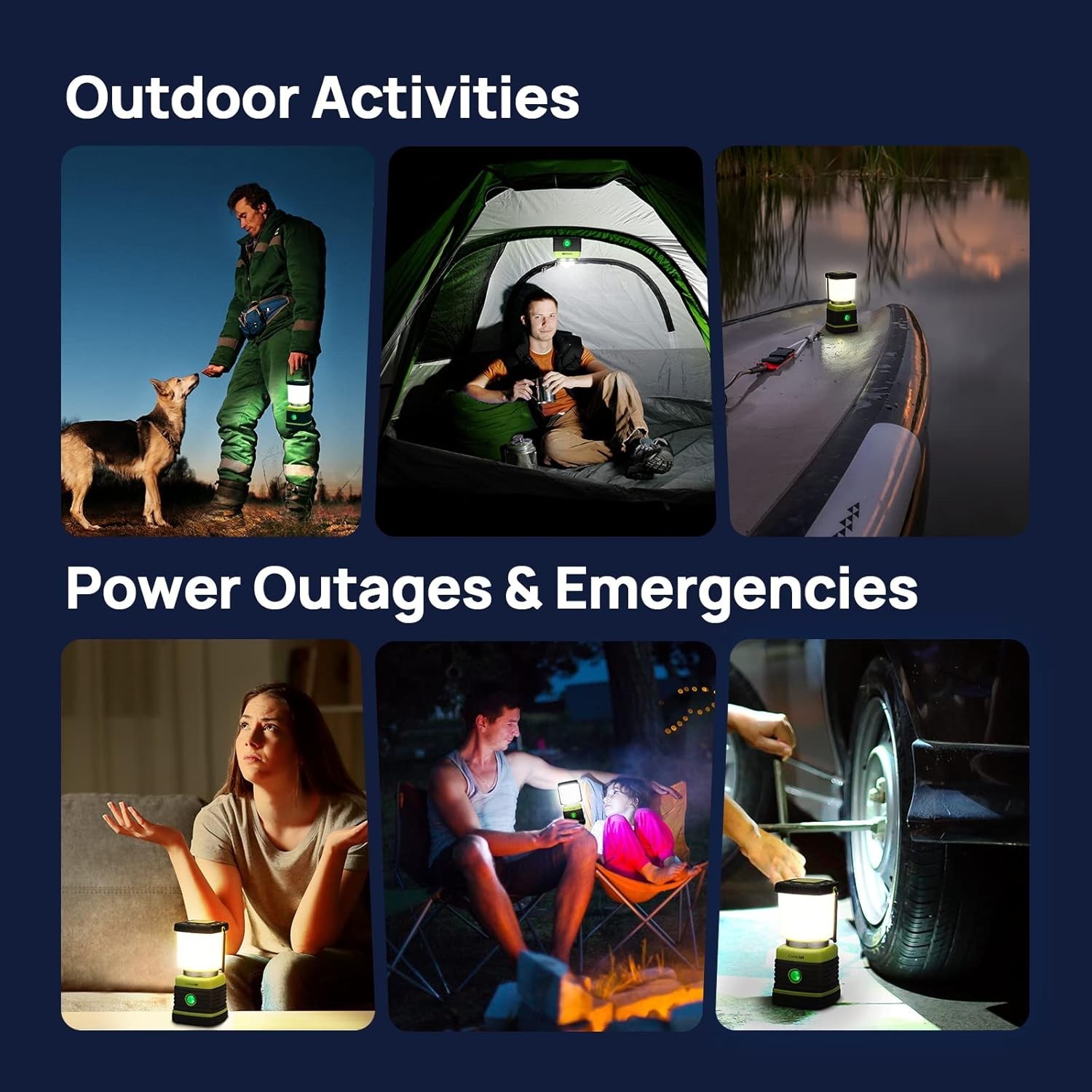 Emergency Ready 2-Pack LED Lanterns: 1000LM Brightness, 12 Hours Use, Waterproof