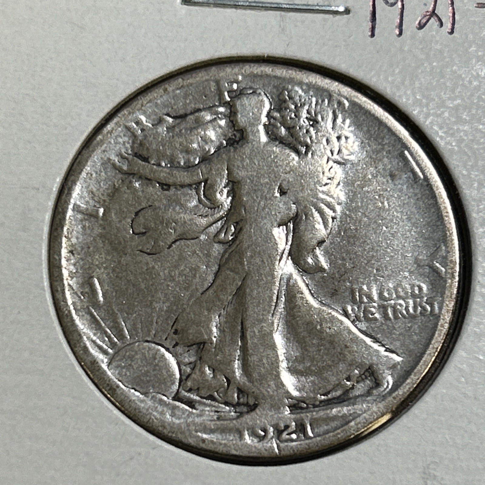 1921-S Walking Liberty Half Dollar - Cleaned, Rim Bump Reverse