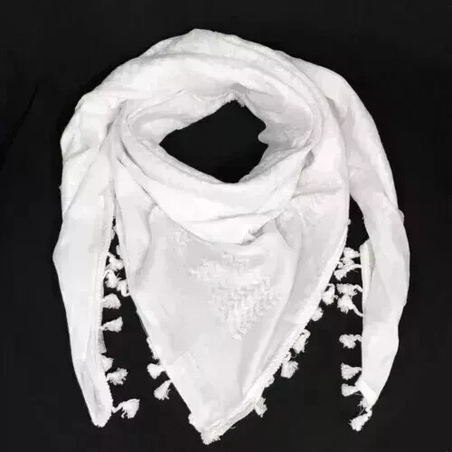 Shemagh Original White Color Made In Palestine Arab Scarf Kufiya Arafat Cotton
