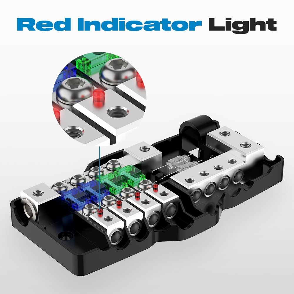 Fused Distribution Block 4Way MIDI Car Audio 12V with Ground