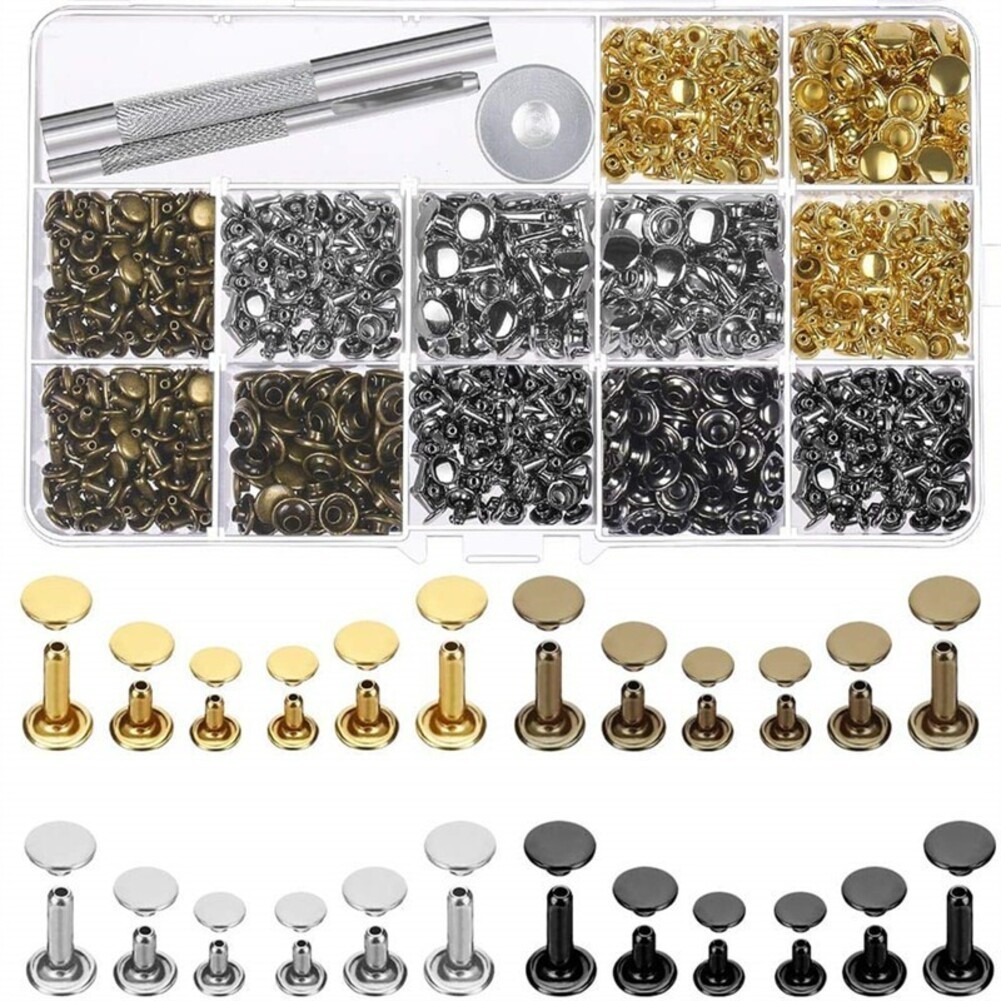 480 Sets Leather Cap Rivet with Installation Tools for Crafting and Repairs