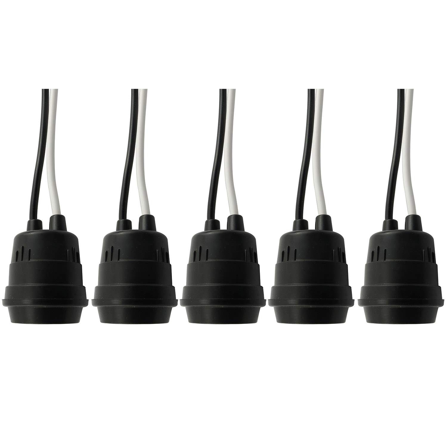 Lamps Base 5PCS Waterproof Black Pigtail Lamp Socket 250V 6A