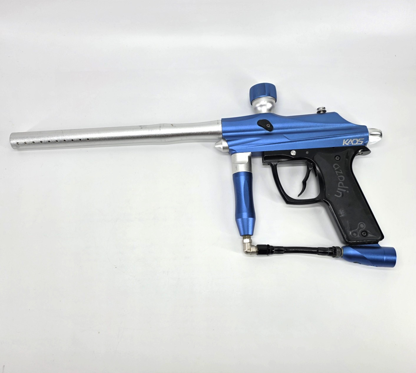 Azodin Kaos Paintball Marker Blue Silver Mechanical Marker Untested As-Is