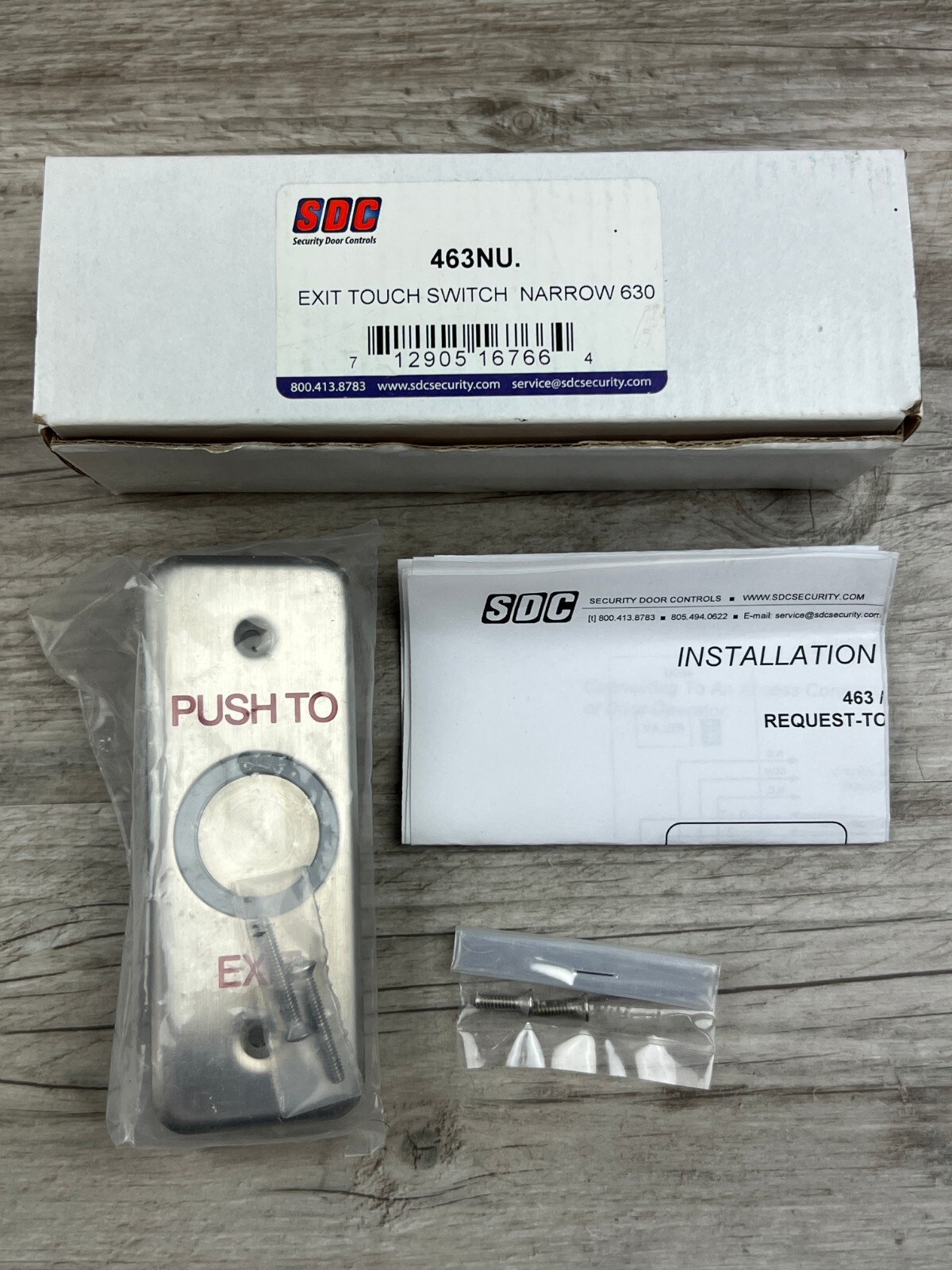SDC 463NU Hard Wire Push Exit Switch Narrow New Open Box Security Door Controls