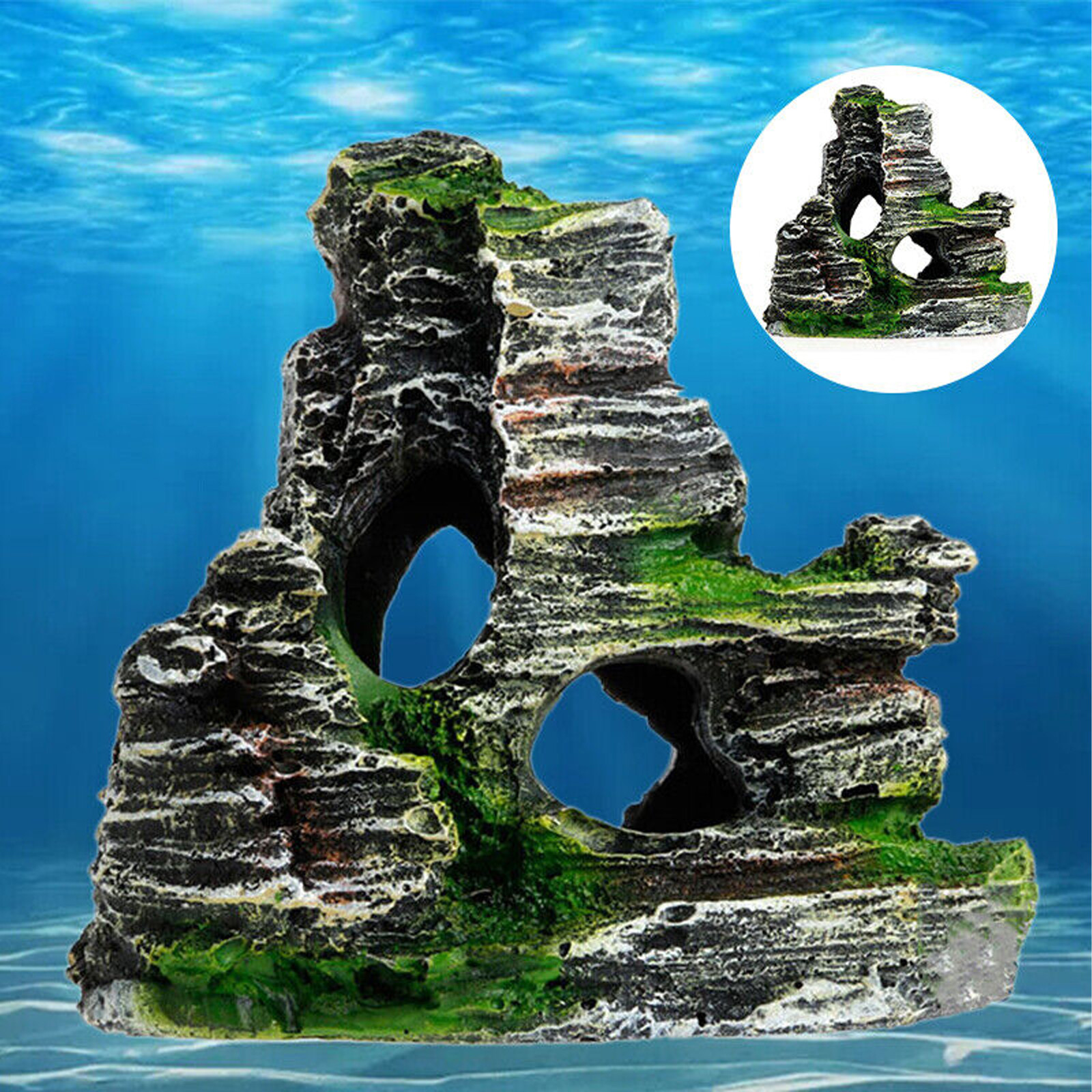 Aquarium Ornament Rockery Hiding Mountain Cave Home Fish Tank Decor Resin USAs