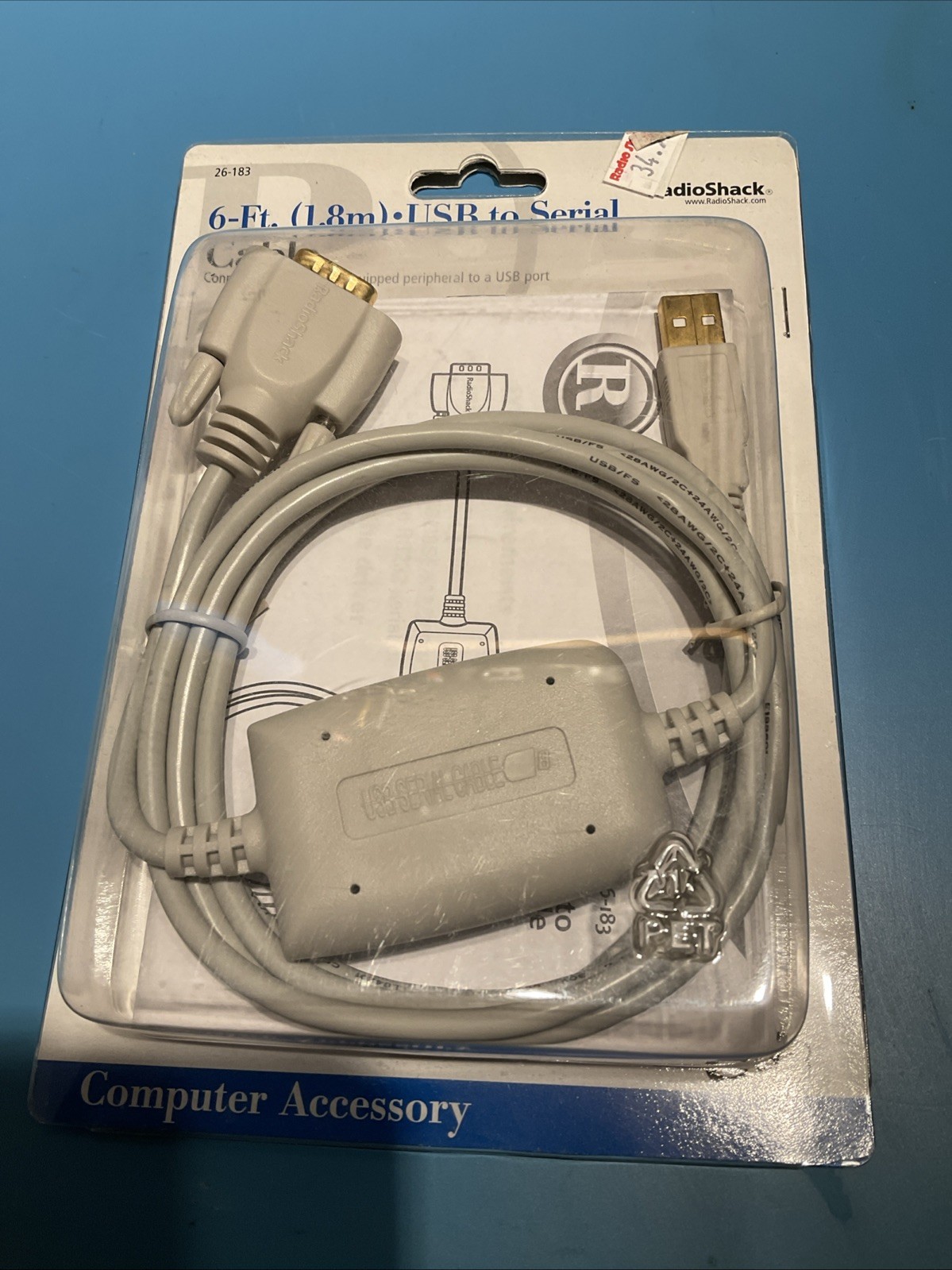 Radio Shack Gold Plated USB-A to Serial DB-9 Connector, 6 Foot Cable