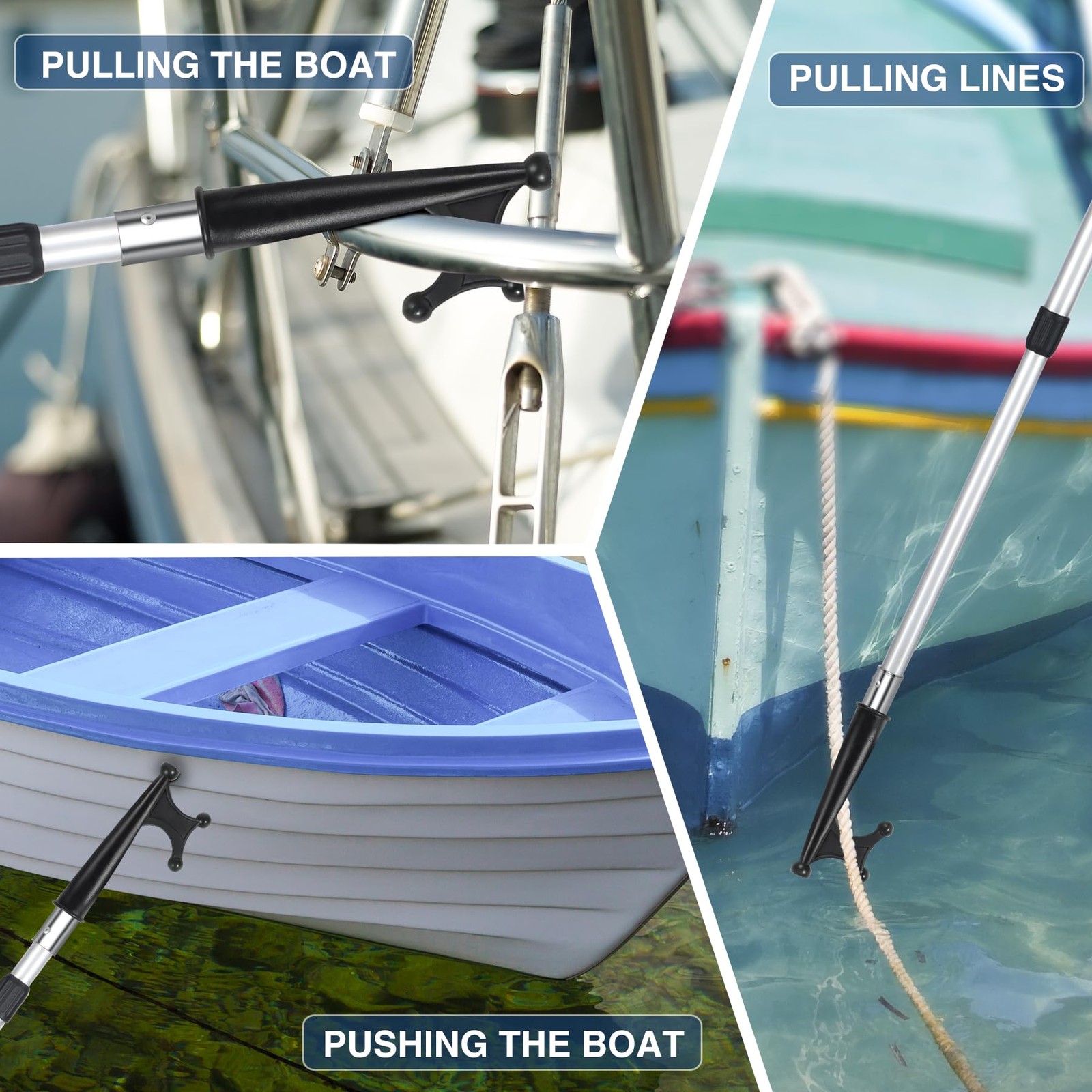 Lineslife Boat Hooks For Docking4-8Ft Telescoping Pole Utility Hook Christmas