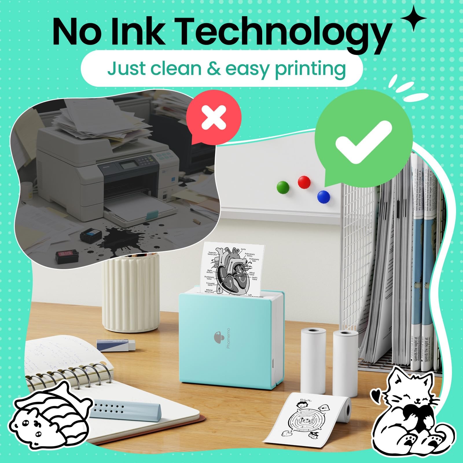 Sticker Printer, Mini Printer Sticker Maker Machine M02, Print Pods Mini Pock...