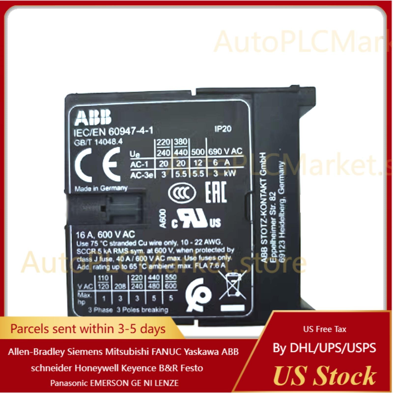ABB IEC/EN60947-4-1 Contactor New In Box US Free TAX