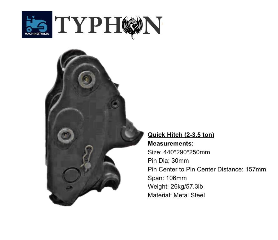 2.5Ton Mini Excavator Attachment Mechanical Quick Hitch Quick Coupler TYPHON NEW