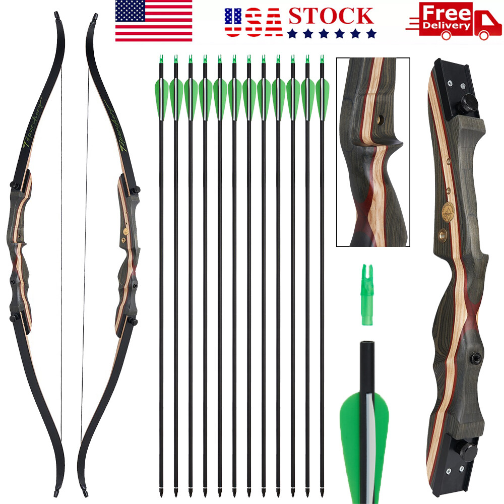 62" Takedown Recurve Bow Carbon Arrows Training Bow Shooting Target Archery Hunt