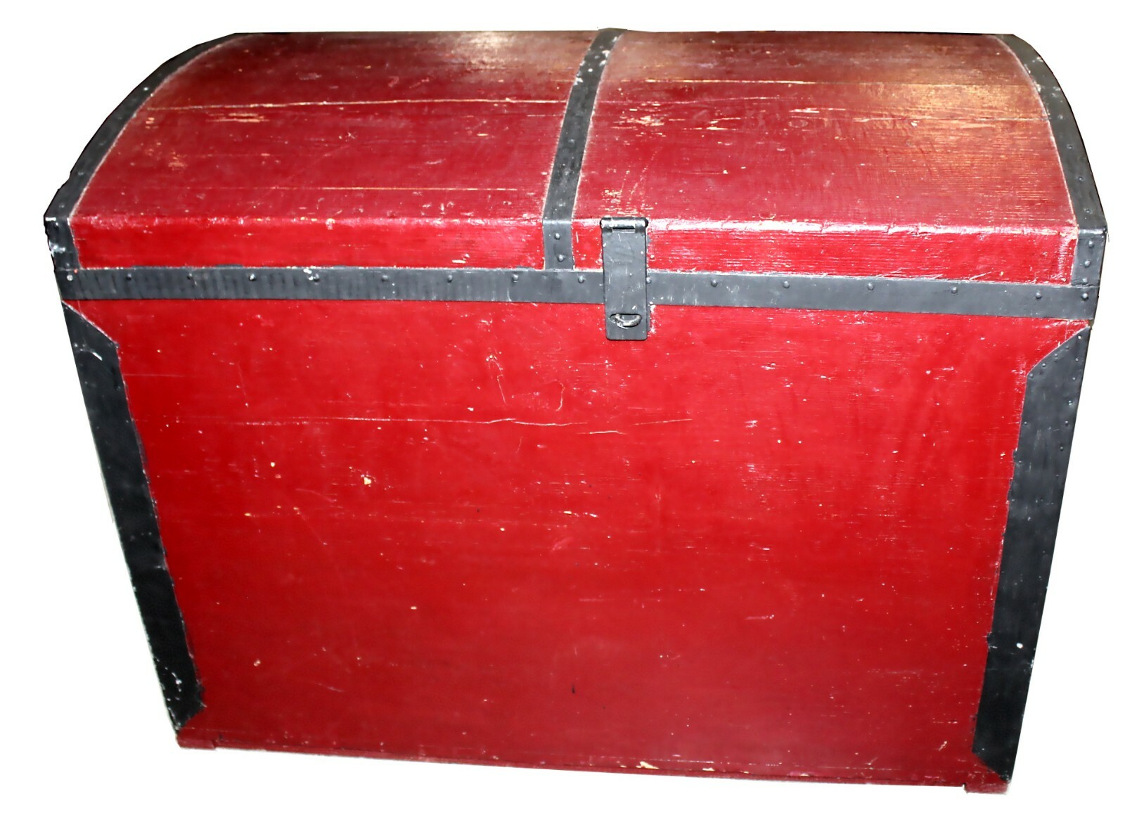 Vintage Handmade Cedar Red Storage Steamer Trunk Chest