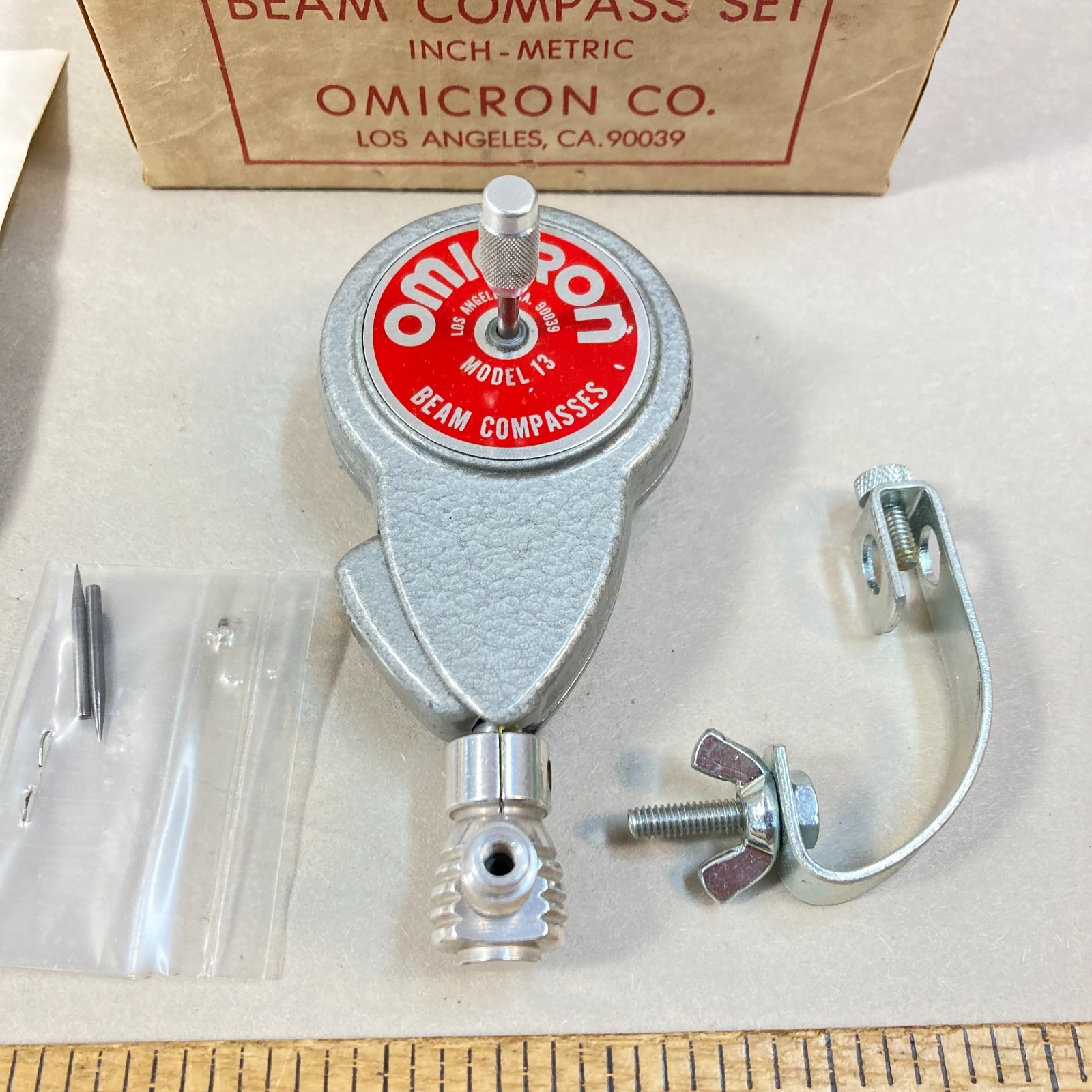 Vintage Omicron Beam Compass Set In Original Packaging