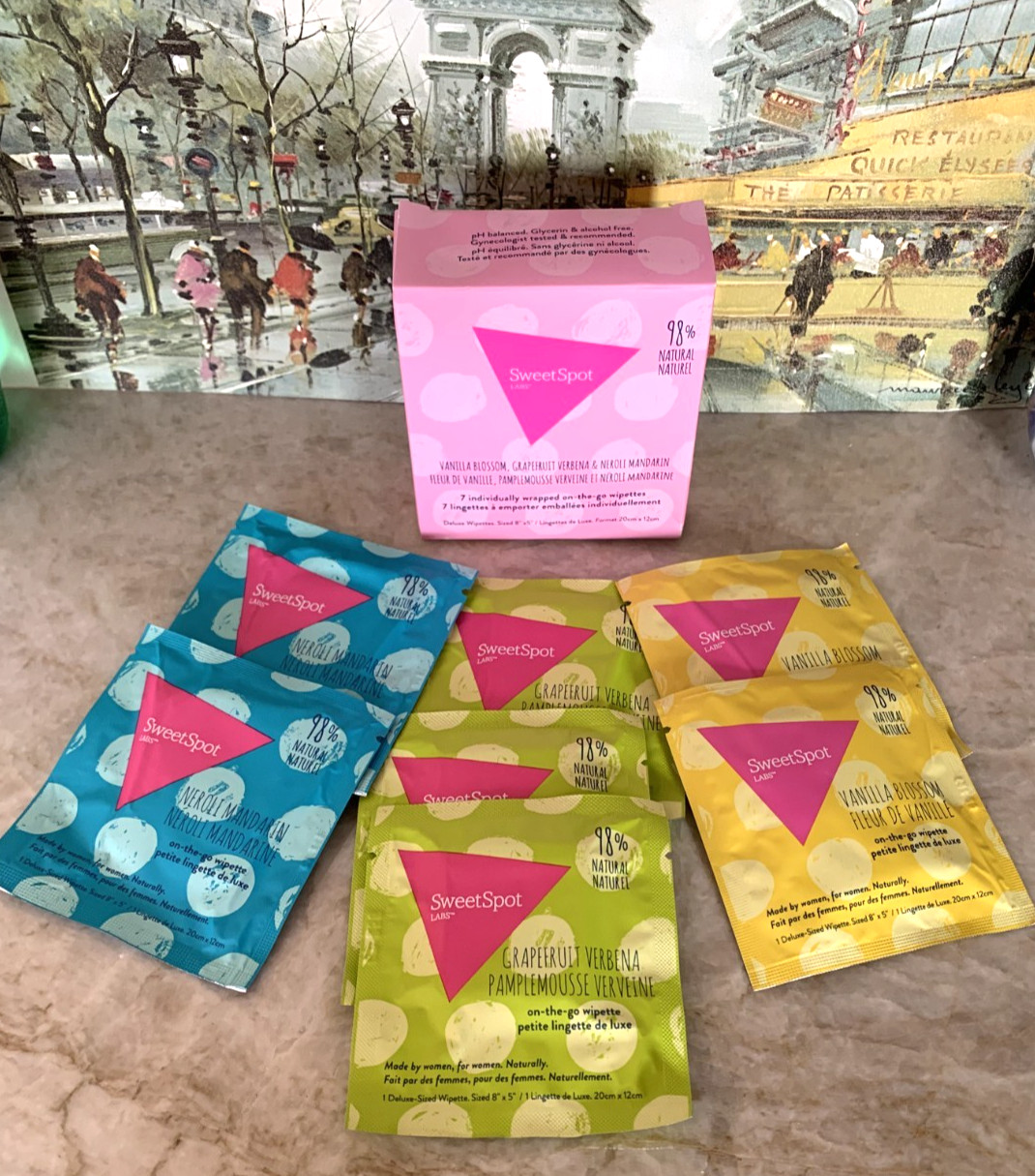 NEW SweetSpot Labs On-The-Go Feminine wipes Individually Wrapped Vanilla Neroli