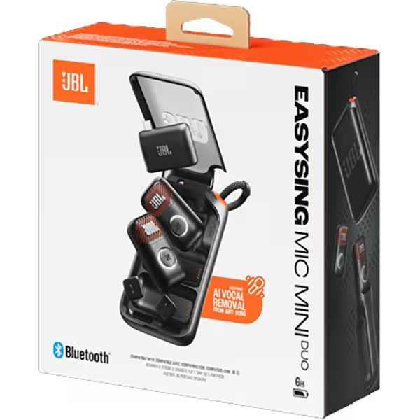 JBL EasySing Mic Mini Duo AI Wireless Mic Black 6H Battery JBLESMICMINIDUO New