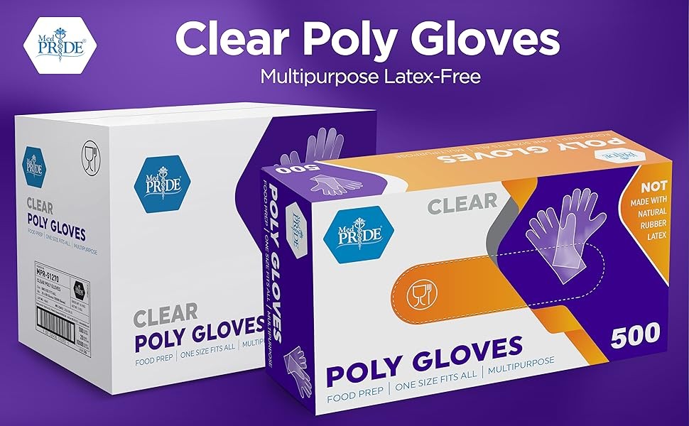 Clear Food-Prep Poly Gloves |Multipose Latex-Disposable