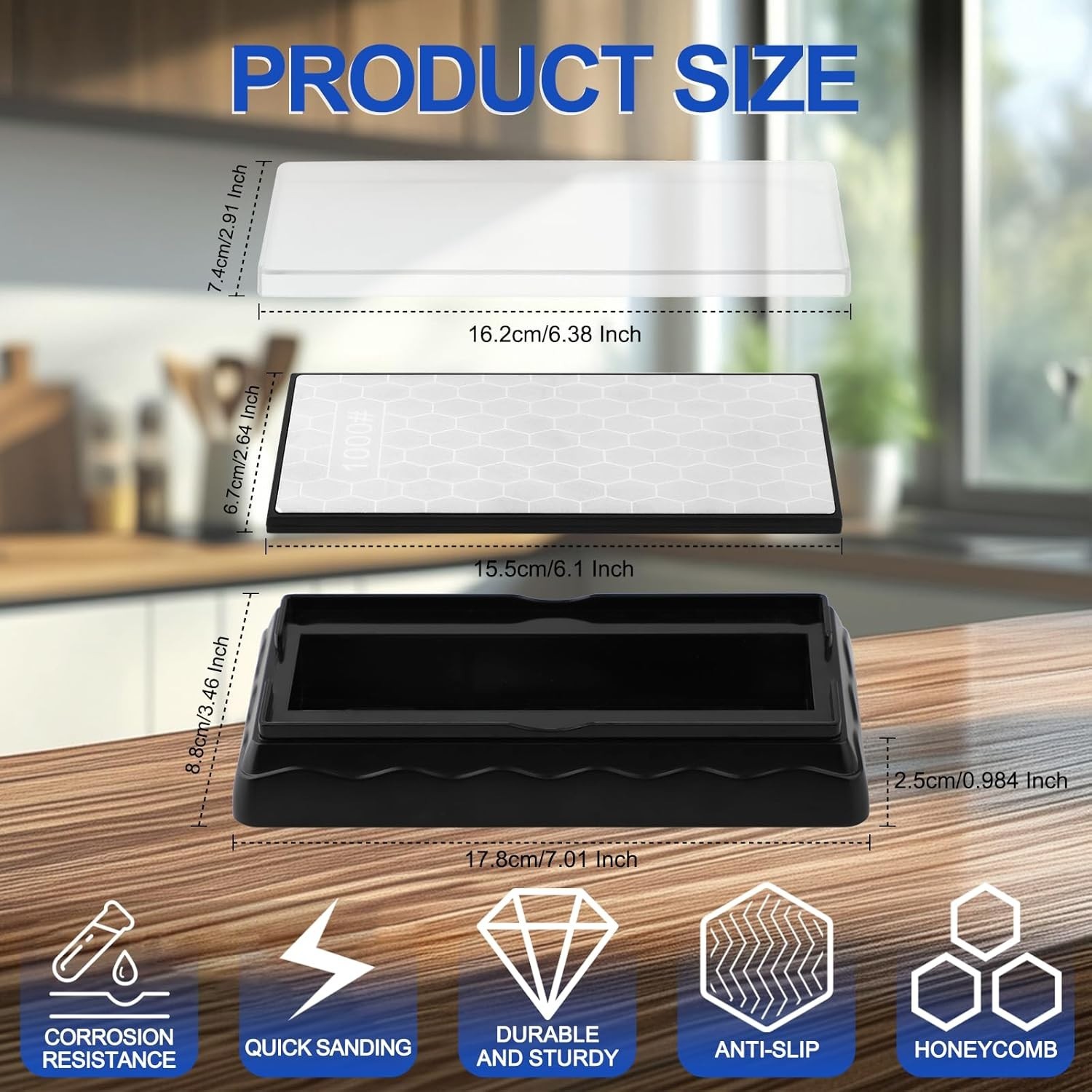 Professional Double-Sided Diamond Whetstone with Integrated Angle Guide - Silver