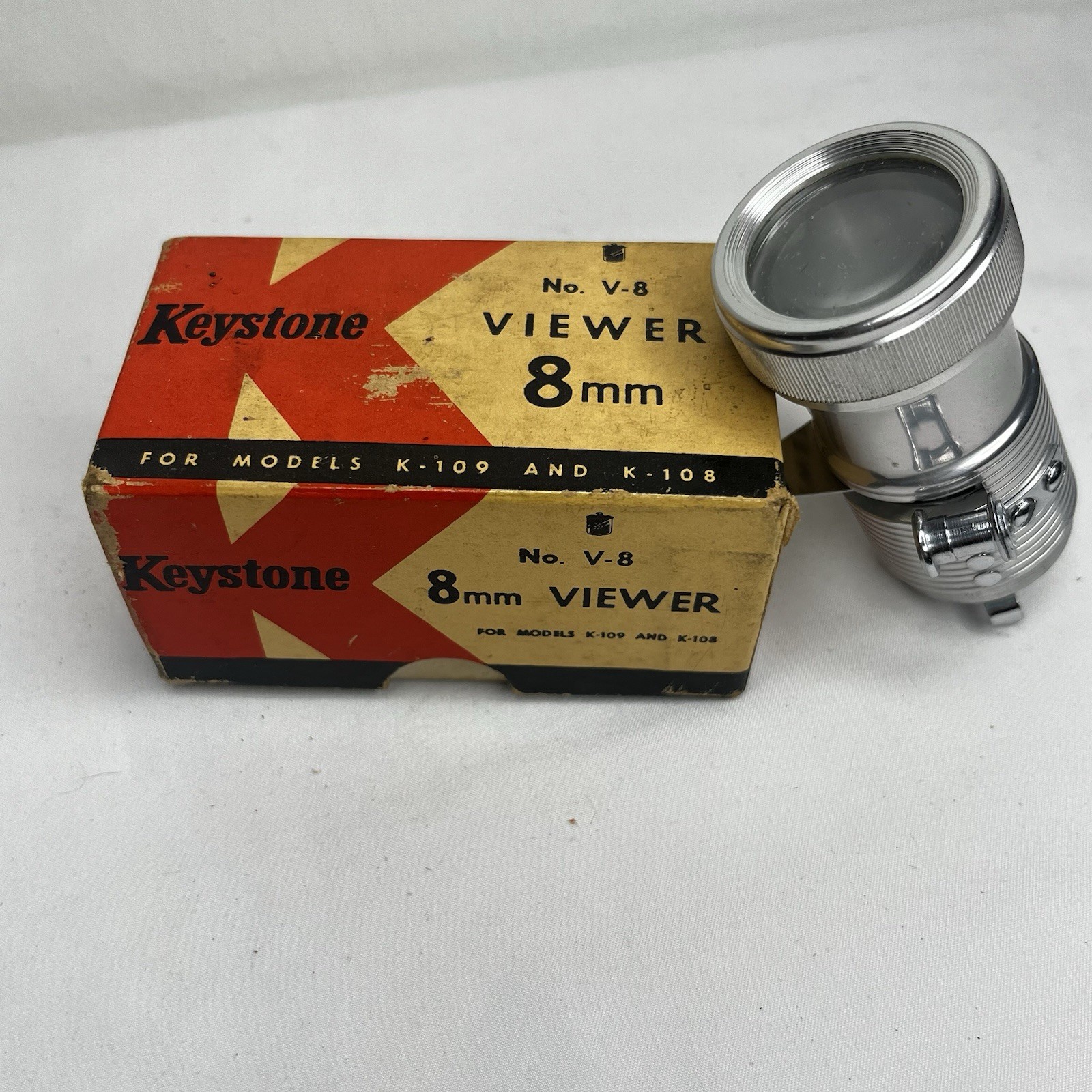 Vintage Keystone No. V-8 8mm Film Viewer in box for Models K-109 + K-108