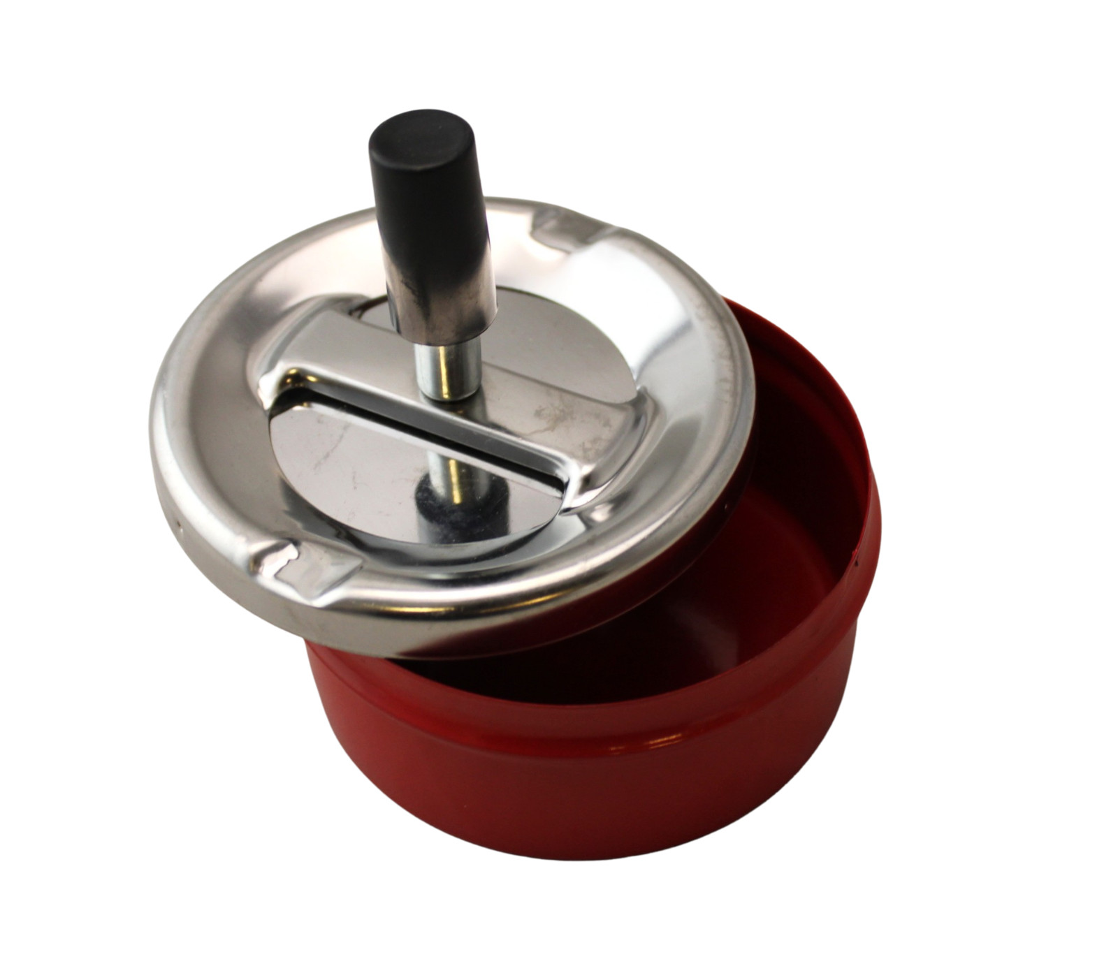 2 pack Round Push Down Ashtray with Spinning Tray Retro Style (Red)