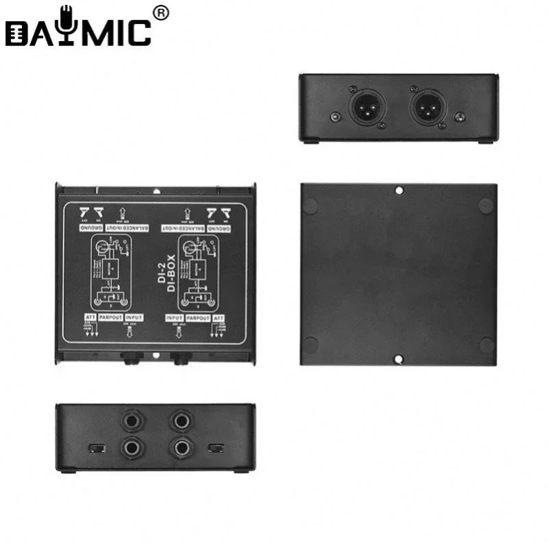 Professional DI 2 channel Audio DI Box Passive DIRECT BOX Low Noise Guitar Bass