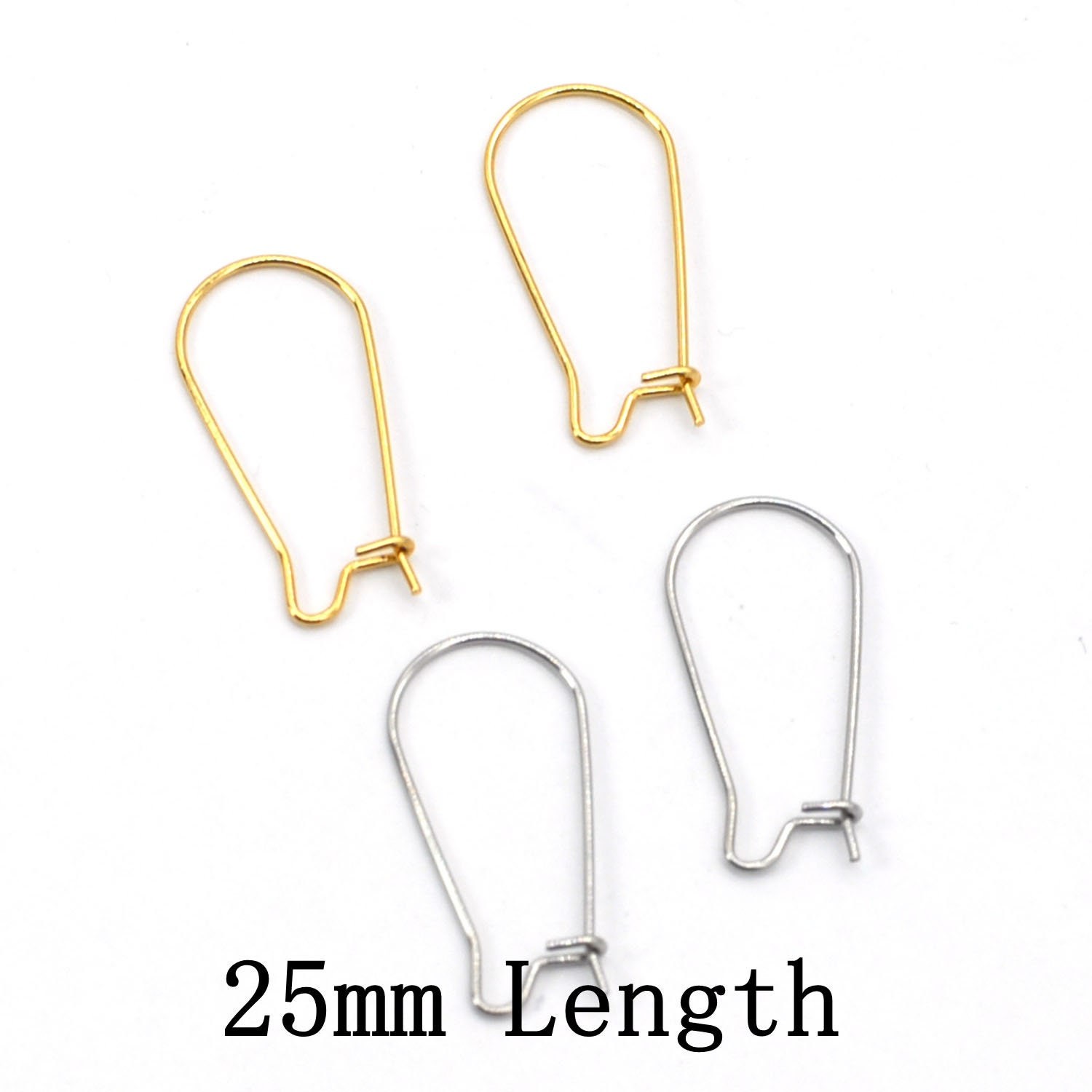 60PCS Stainless Steel Earrings Dangle Hook Hoop, Silver/Gold Tone CES06-25mm