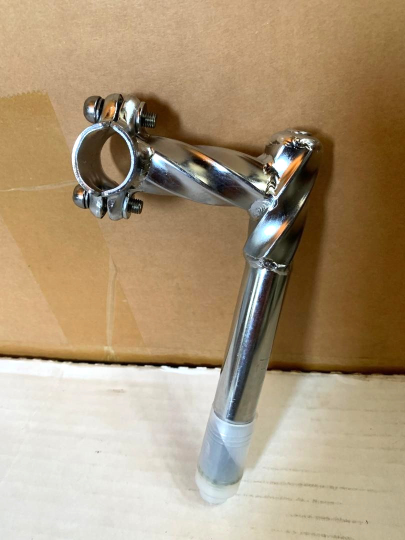 CHROME Bicycle Stem Twisted 22.2MM 2-Bolts Lowrider Cruiser Bikes S