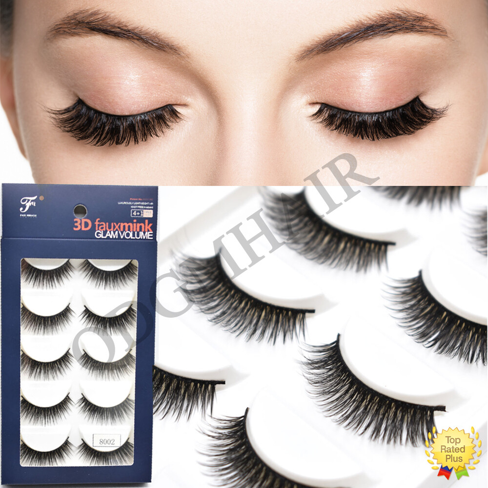 Natural Mink Lashes Long Thick Fluffy Full Volume Cross False Eyelashes 5 Pairs