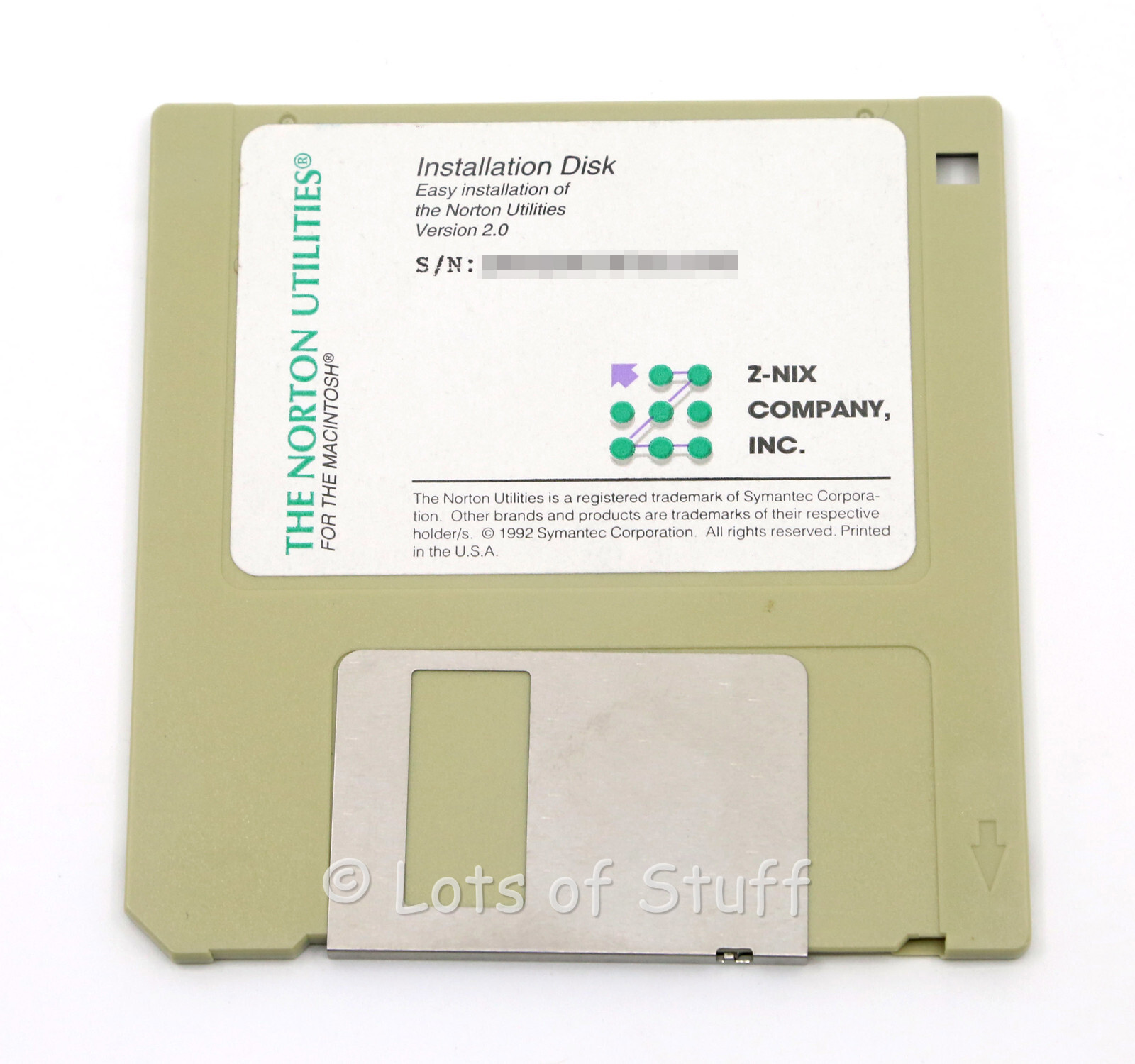 The Norton Utilities 2.0 Software For Mac On 3.5 - Inch Floppy Disk Vintage w/SN