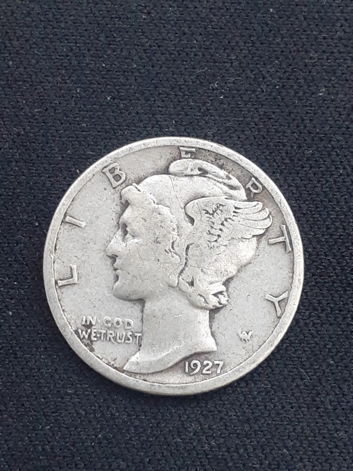 1927 MERCURY DIME     SILVER    VF